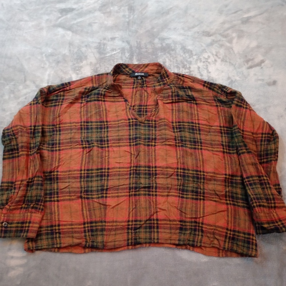 Madewell Highroad Popover Brentford Plaid Size Small Adirondack Chestnut Flannel